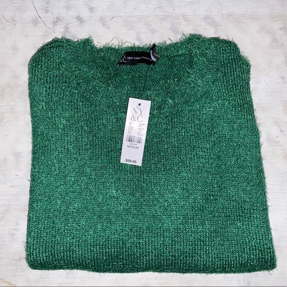 New York & C green fuzzy sweater NWT | size Medium - Picture 2 of 4